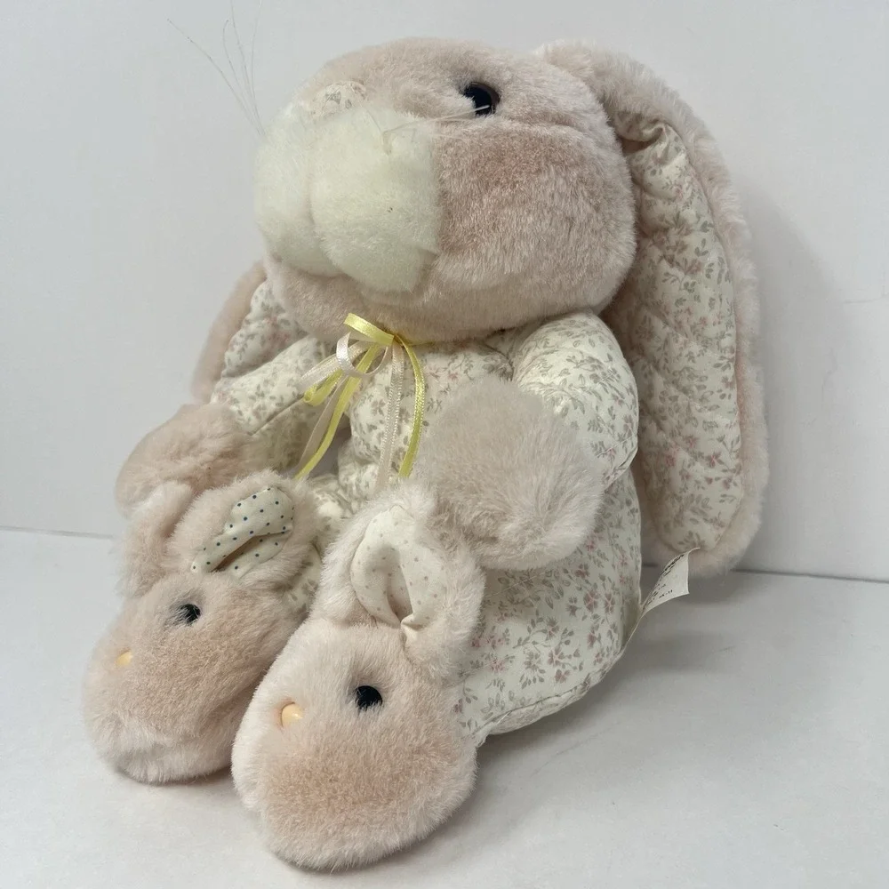 Commonwealth Quilted Bunny Plush rabbit Slippers floppy ears 8